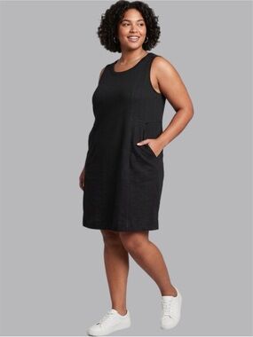 NEW JJill Black Tencel Modal Shift Dress XL Summer Pockets Sleeveless